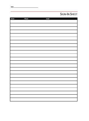 Sign In Sheet