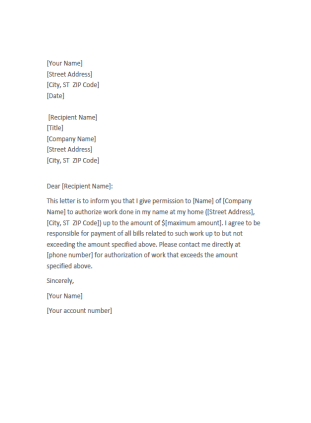 Authorization to Perform Work