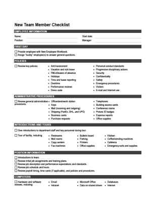 New Employee Checklist