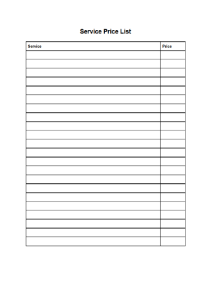 Service Price List