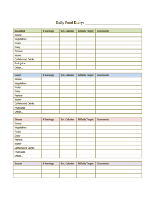 Daily food Diary