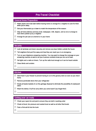 Family Travel Checklist