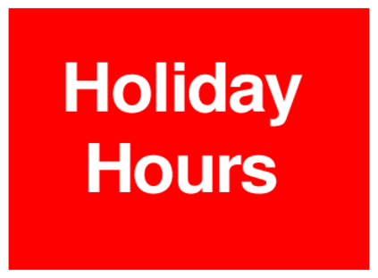 Holiday Hours (on Red)