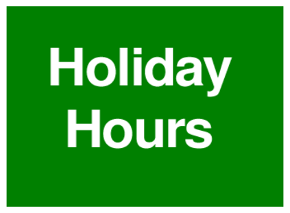 Holiday Hours (on Green)
