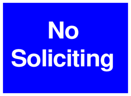 No Soliciting (on Blue)