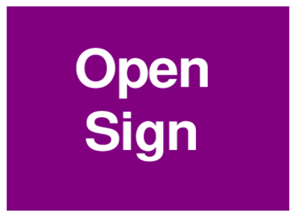 Open Sign (on Purple)