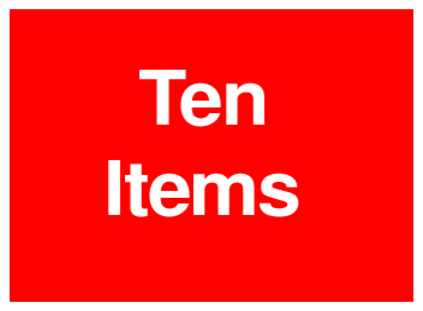 Ten Items (on Red)