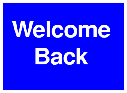 Welcome Back (on Blue)